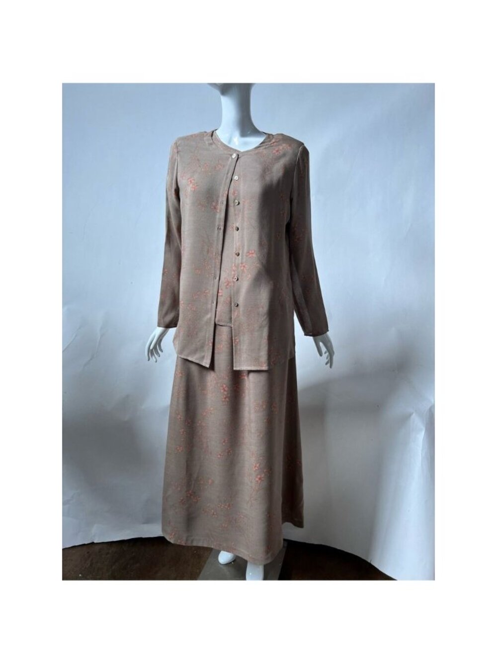Due Per Due Womens 3-Piece Petite Silk Wool Blend Outfit Floral Pattern Size 12P